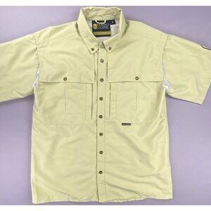 Hardcore Fishing Shirt Mens Medium Tan Short Sleeve Vented Utility Gorpcore
